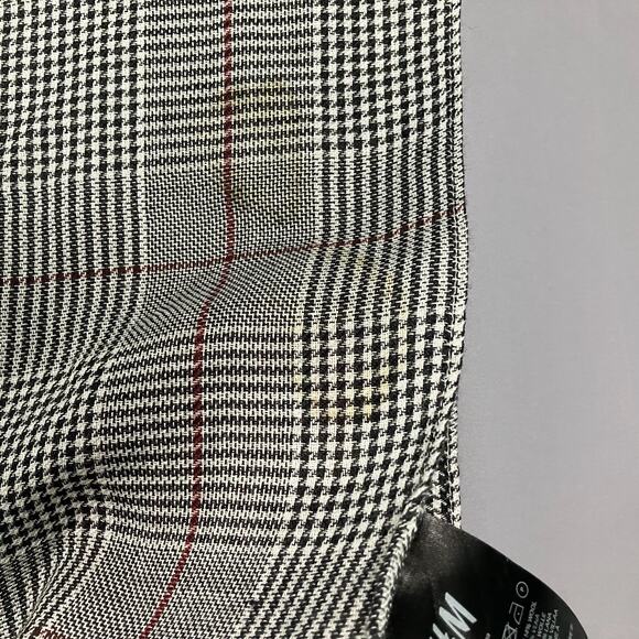 H&M Plaid Checkered Fringe Scarf Acrylic Wool Blend Gray Red 32x84 Unisex - Picture 10 of 11